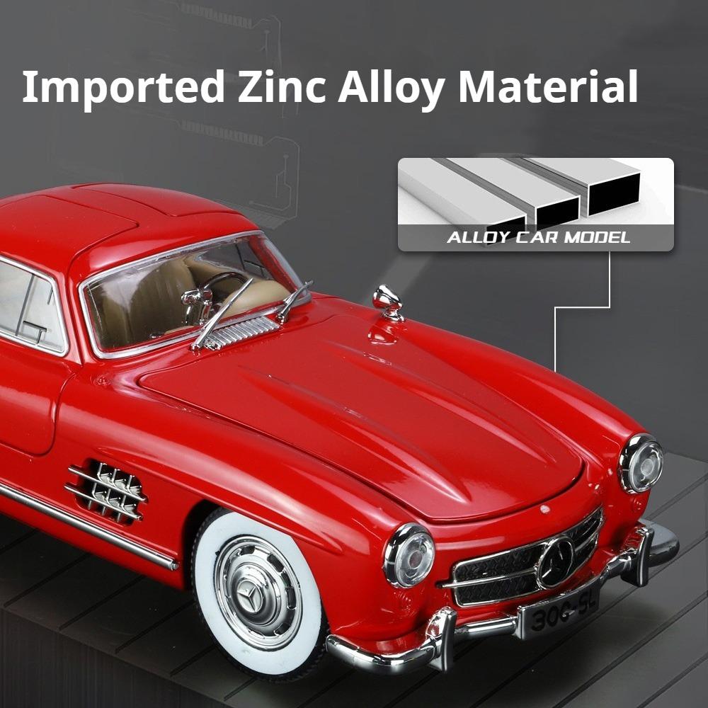 1/24 Benz 300SL Toy Car Model Alloy Diecast with Pull Back Sound and Light Simulation Toy Vehicles Models Boy Birthdays Collect Gifts