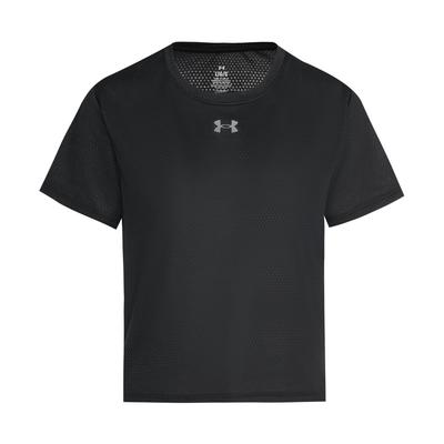 T-shirt da corsa a maniche corte Velociti Solid Jacquard ad asciugatura rapida, morbida, comoda, semplice, larga, con logo, da donna, top 6009540-001