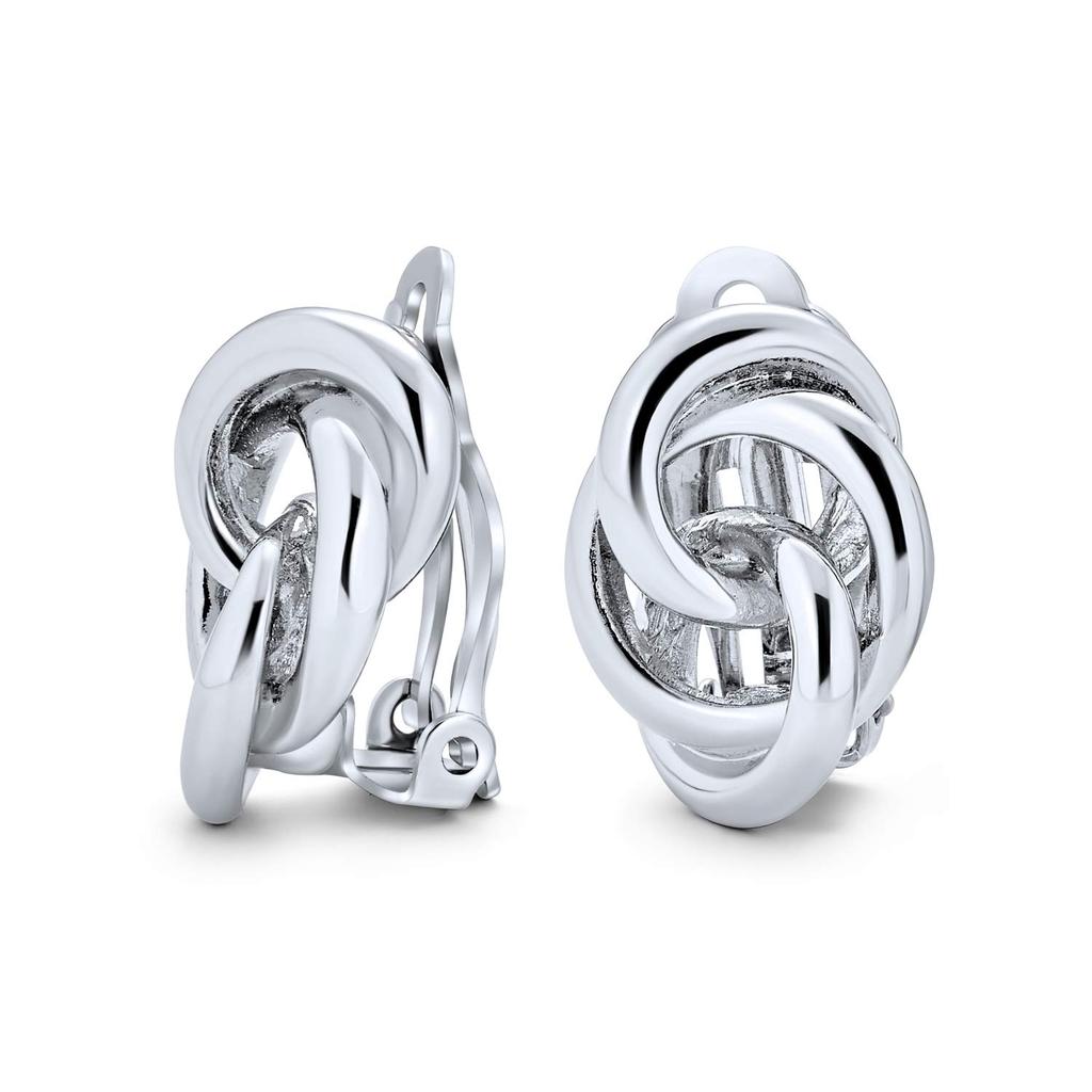 14K Gold Plated Polished Brass Interlocking Love Knot Earrings [Bling Jewelry] Women's Clip-on