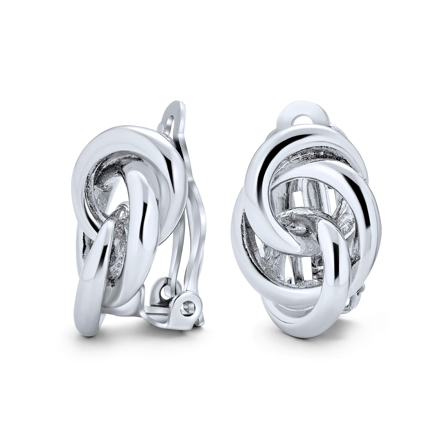 

14K Gold Plated Brass Polished Interlocking Love Knot Clip Earrings [Bling Jewelry] Women s