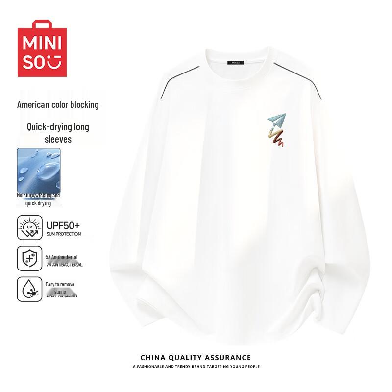 MINISO Men's American Style Colorblock Quick-Dry Long Sleeve T-Shirt