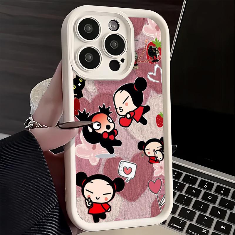 Phone Case for iPhone 17 Air 16E 15 16 Pro Max Cartoon Cute Pucca Garu Cover 14 Plus 13 12 Mini Soft Shell Silicone Fundas