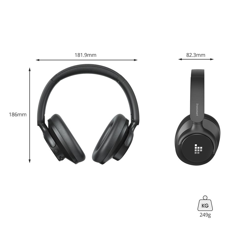 Tronsmart Sounfii Q20S ANC Headphones, Hybrid Noise Cancellation 40dB, 60H Playtime, Hi-Res Audio, Bluetooth 5.3, APP Control, Dual Device Pairing