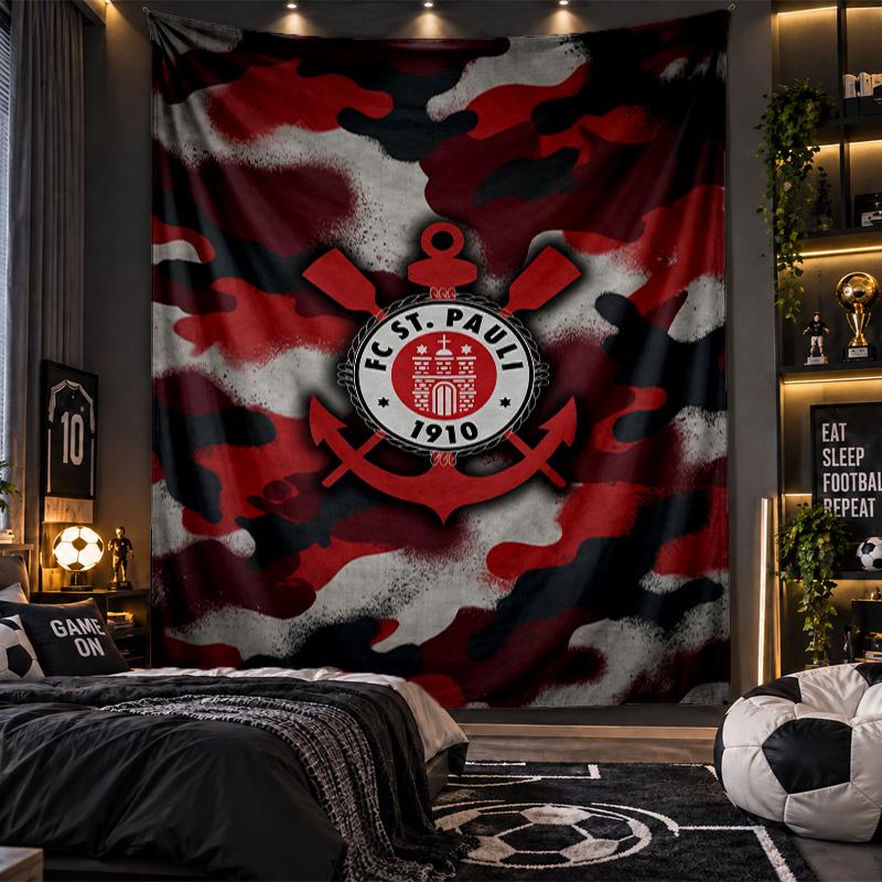 Wandbehang Teppich FC St. Pauli Fußball Druck Stoff für Wohnzimmer Schlafzimmer Heimdekoration