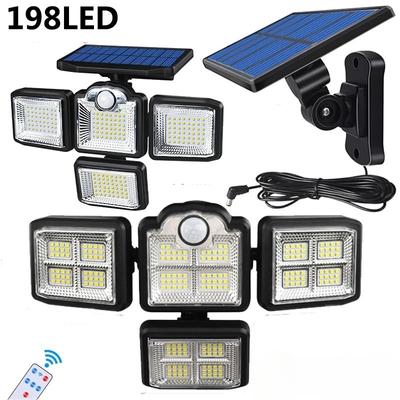 2000LM NEW Solar Street Light Outdoor 4 Head 198 LED Motion Sensor Garden Wall Lamp Waterproof Remote Control Landscape Home Decor
