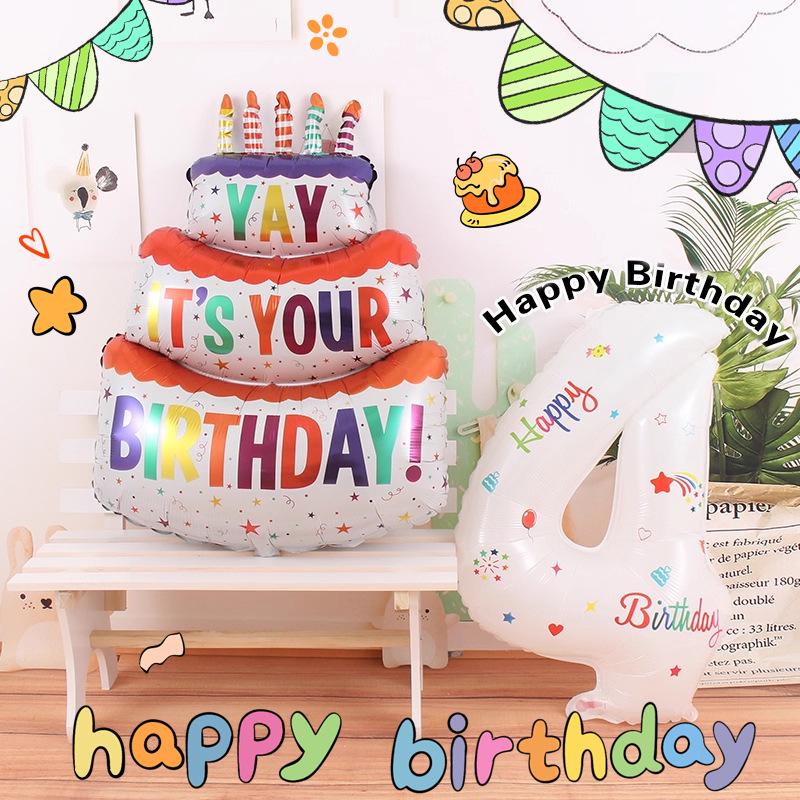 32-inch Digital Balloon Decor for Children's Birthday Party - Happy Birthday Photo Props