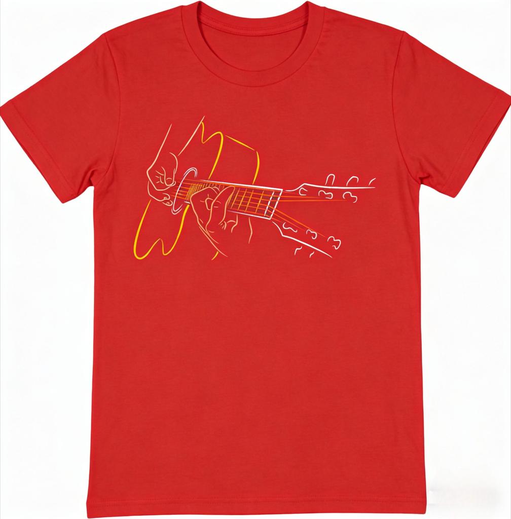 Guitarprinted Cotton Tshirt The Perfect Gift for Guitarists or Bands 2026 Summer New Unisexs and Womens Casual Fashion