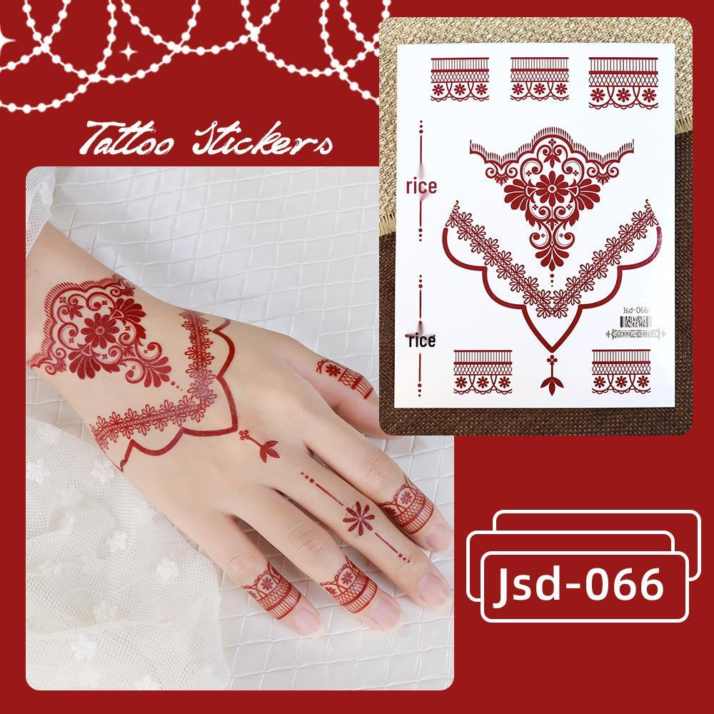 

Whitening Red Henna Lace Mandala Flower Waterproof Temporary Tattoo Stickers for Women 158x120 mm