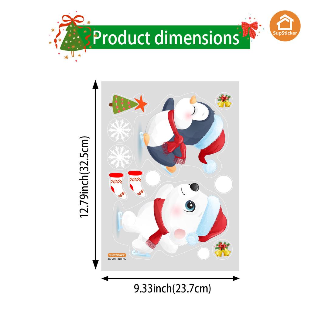 Christmas Self-Adhesive Glass Sticker Window Sticker Style Santa Decoration