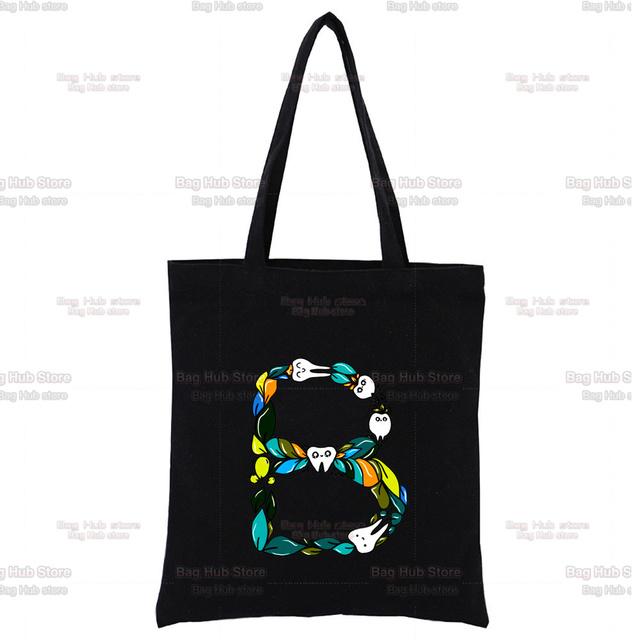 TOOTH 26 Letter Alphabet Printing Canvas Bag Shopper Bag Harajuku Style Women Bags Shoulder Bag Handbag