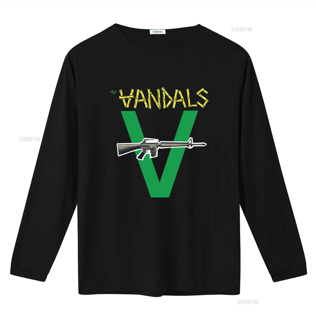 Mens The Vandals Original Logo Green V and Gun Print T Shirt Medium Black vintage Washed streetwear designer clothes