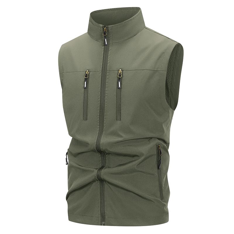 Men's Lightweight Softshell Vest with Zipper Pockets Windproof Sleeveless Jacket for Hiking Golf Outdoor Outwear Windbreaker