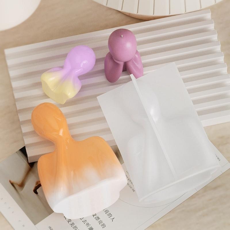 Candle Moulds Figurine Crafts Moulds Hand-making Tools Support Cheek Human Shaped Non-stick Silicone Material for DIY
