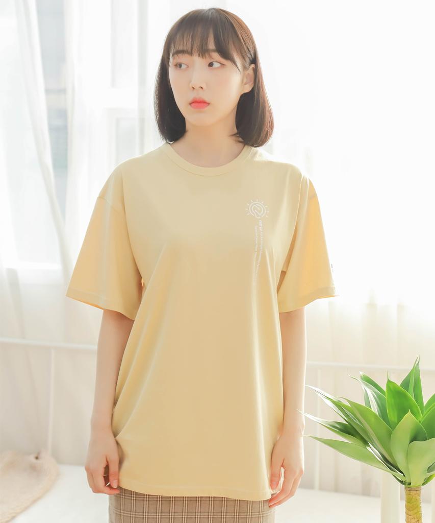CODE I'M 30-Count Single Symbol Lettering Print Oversized Short Sleeve T-Shirt Yellow