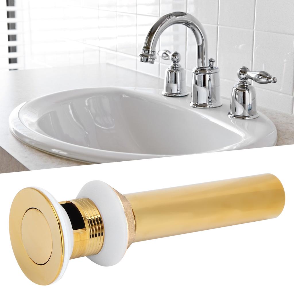 Wash Basin Sink Drain Anti Clogging Bathroom Drainer Stopper Accessories Non Overflow Gold(Flap with Hole )