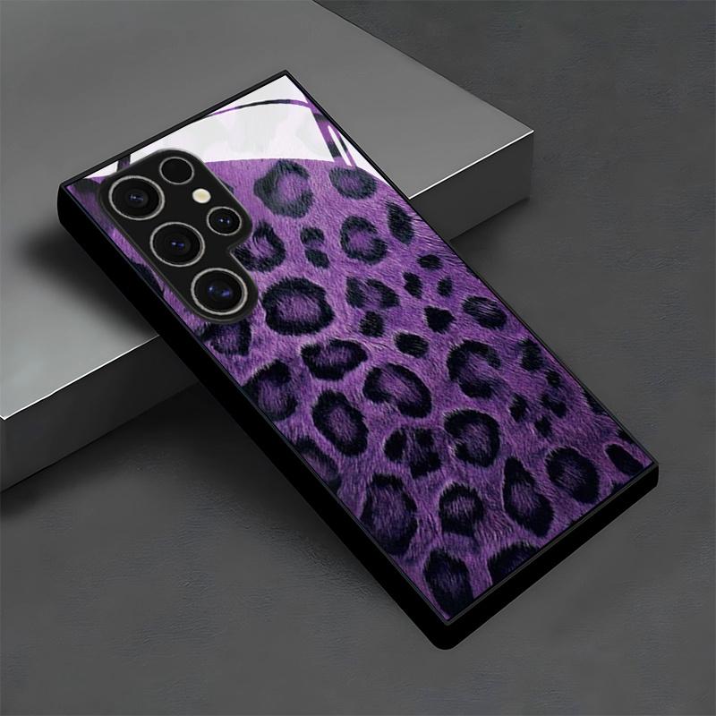 Minimalistisches braunes Leopardenmuster Glas Handyhülle für Samsung Galaxy S26/S25 /S24 S23/S23 Ultra/S22,A16/A32/A32 5G/A36 A55/A52