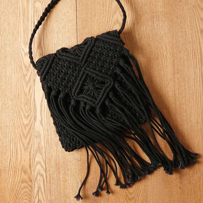 

Korean Style Retro Woven Tassel Crossbody Bag - Summer Beach Cotton Women s Bag