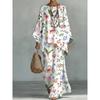 Y116 Summer Loose Bat Sleeve Top Wide Leg Pants Two-piece Women's Clothing European and American Fashion Suit