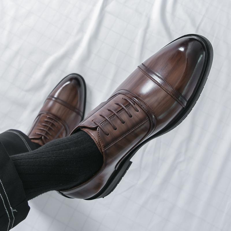 2025 Spring and Autumn New Men's Business Dress Leather Shoes Men's Three-joint Lace-up Single Shoes Breathable Security Leather Shoes 008