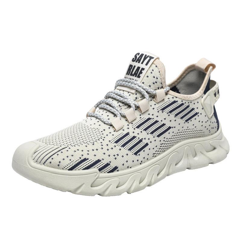 Men's Shoes Summer New Breathable Mesh Sneakers Korean Version of Flying Woven Versatile Casual Shoes Soft-soled Running Student Shoes