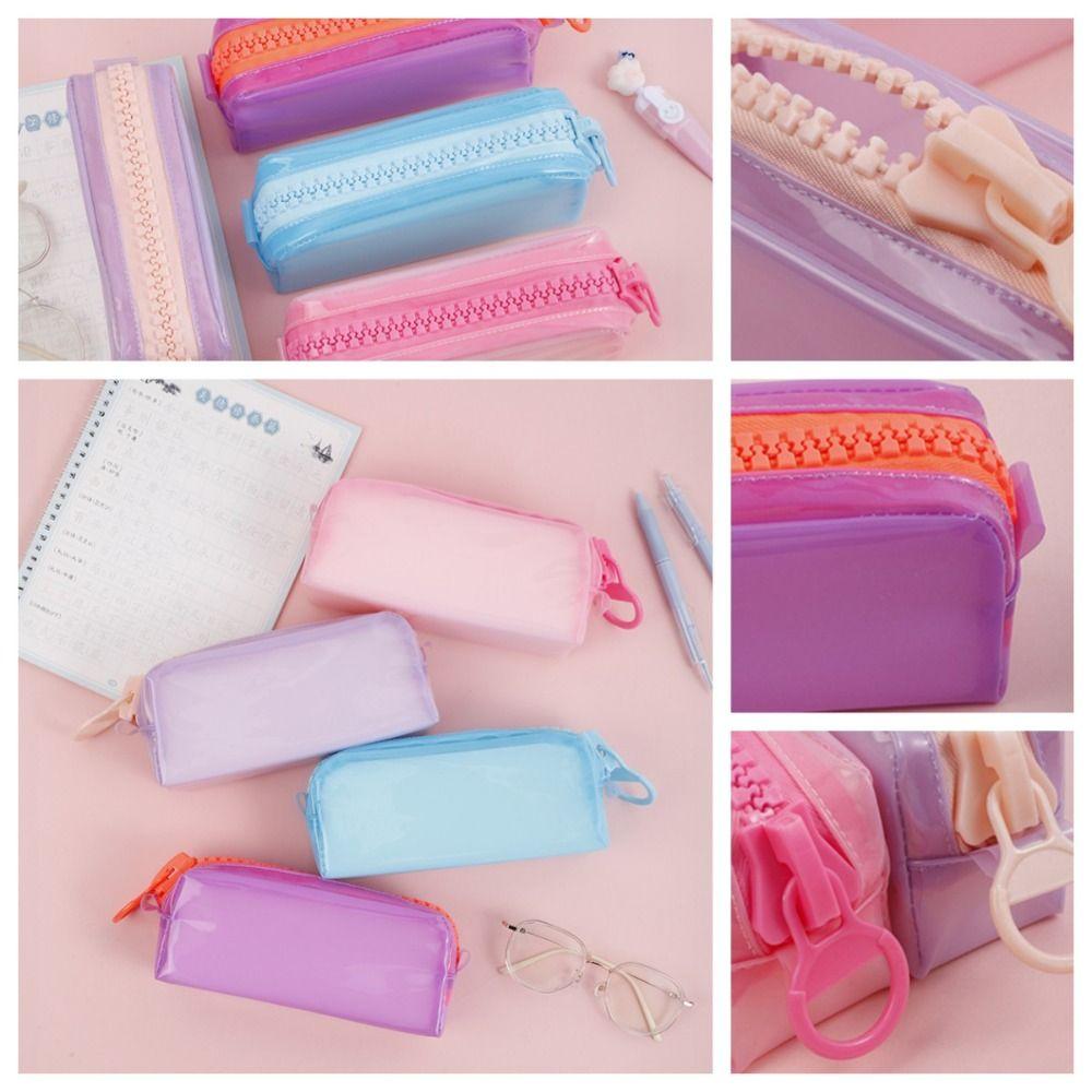 High Appearance Zipper Transparent Pencil Case Portable Makeup Pouch  Office Supplies