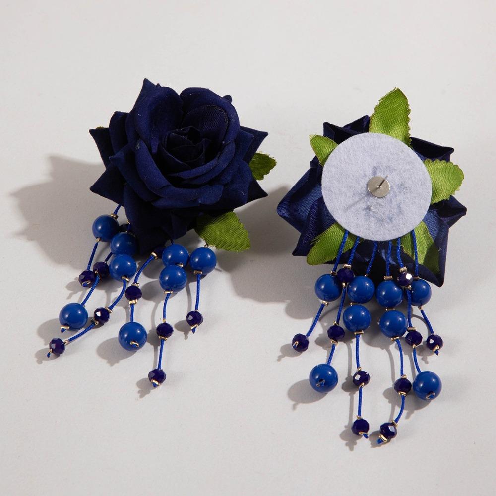 Multicolor Flower Pendant Earrings Rose Flower Large Flower Earrings Women's Earrings  Women