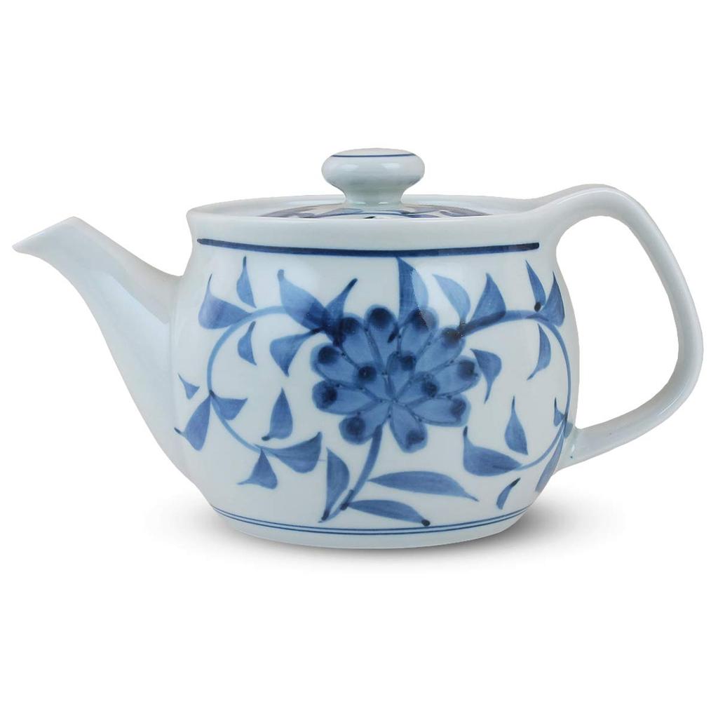 Ranchant Modern Teapot (with U-shaped Tea Strainer), Multicolor, 17x9.8x9cm, Celadon Arabesque Pattern, Arita Ware, Made In Japan