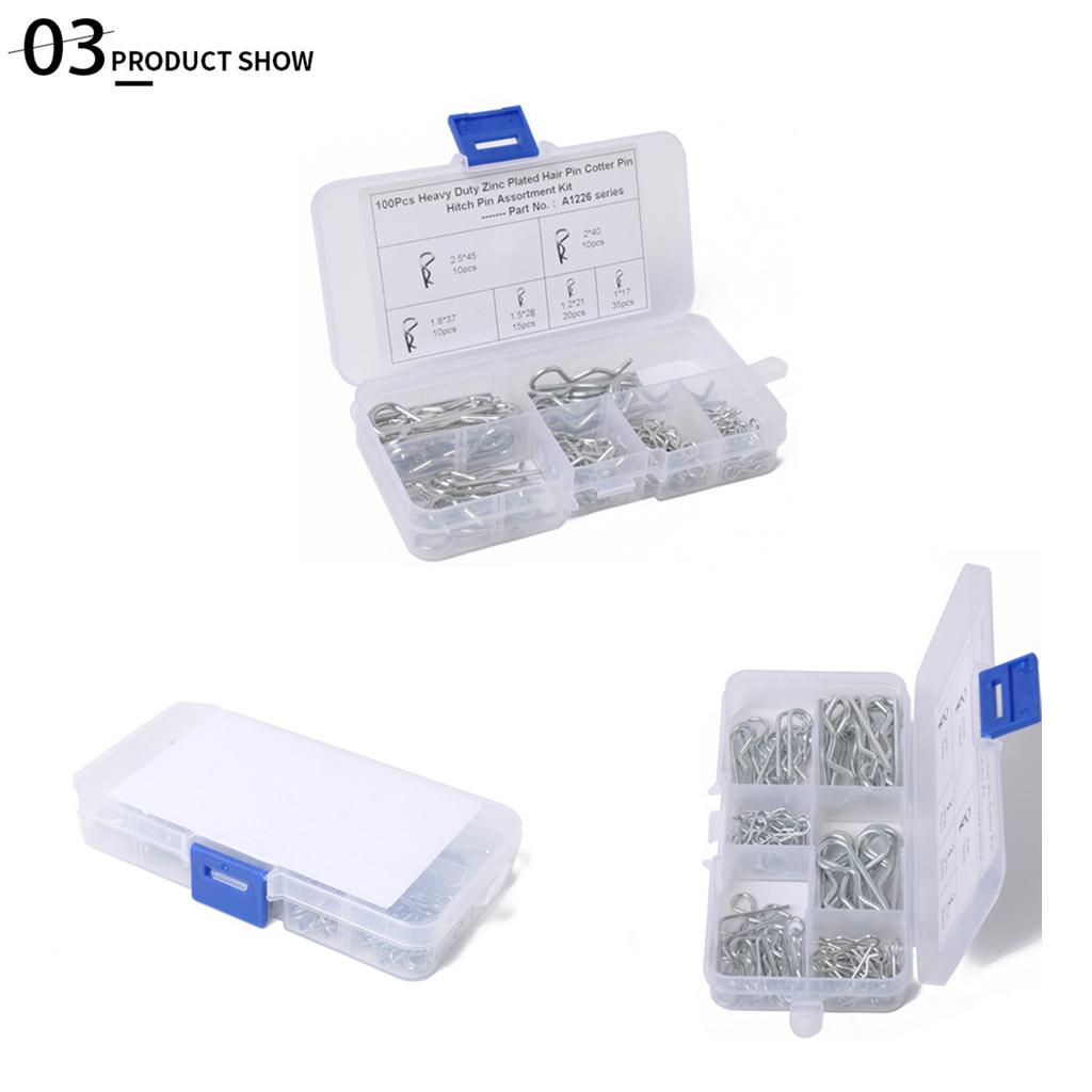 100 Stück Auto Befestigungselement Kohlenstoffstahl Verzinkter Stahl Haarnadel A1226 R-Typ Stift/4.8 Güteklasse Typ B Splint Haarnadel Wellenstift für Auto