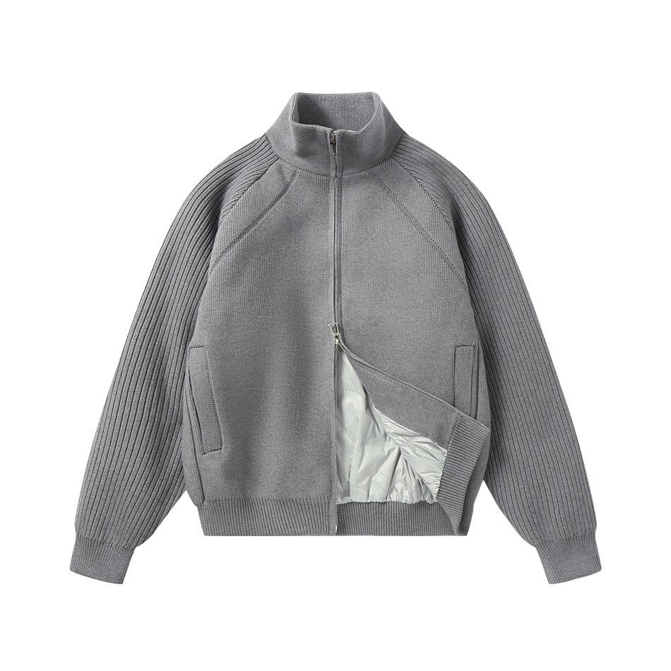 BLACKHOOP Men s Winter White Duck Down Jacket, Stand Collar, Loose Fit, Japanese Style Knitwear, Trendy YR15 2XL