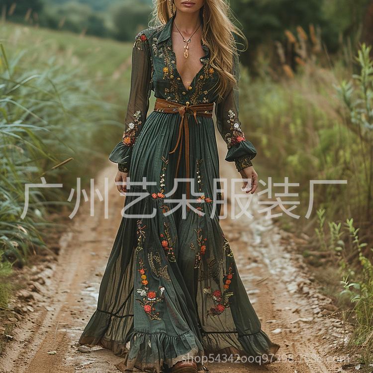 European and American women`s clothing, long-sleeved