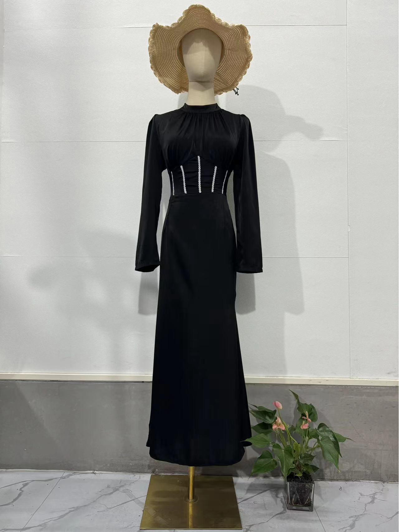 

2025 Весна Знаменитость Тонкий Длинный Рукав Плиссированные Бретели Нестандартная Юбка Платье Для Женщин Extra Extra Large