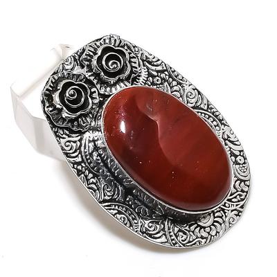 Natural Red River Jasper Gemstone 925 Sterling Silver Jewelry Pendant 1.89" M2U87