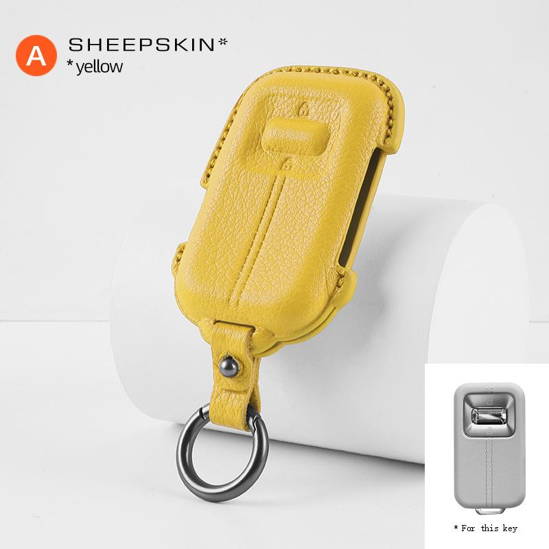 Für Zeekr 001 9X 2026 Ziegenleder Smart Key Keyless Fernbedienung Schlüsselanhänger Hülle Auto Schlüssel Schutzhülle