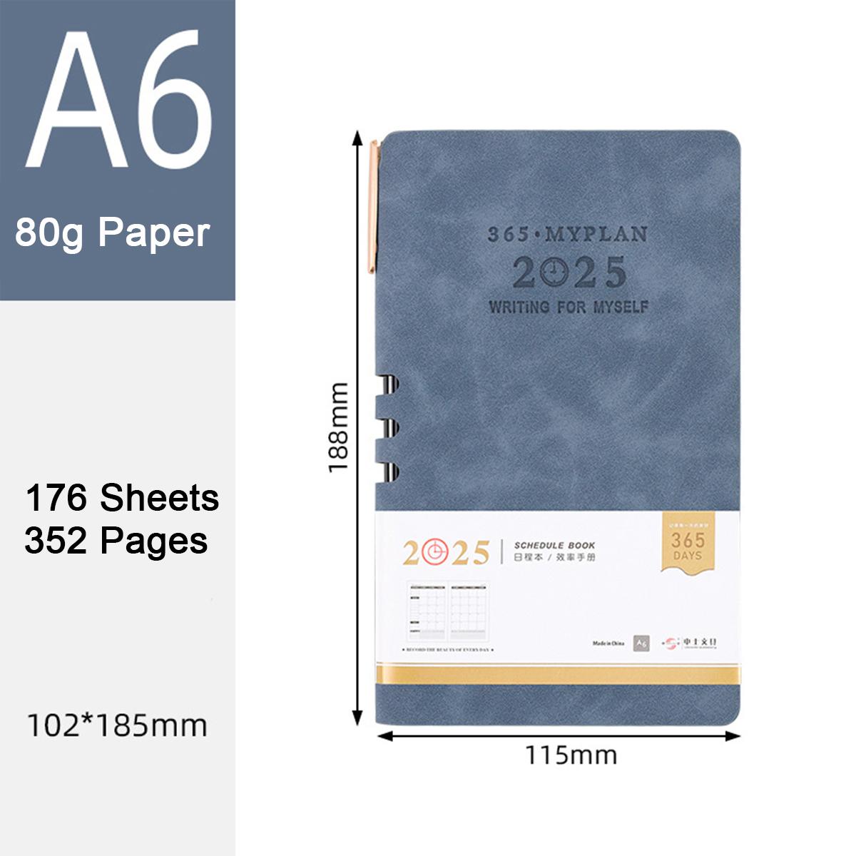 

A6/A5/B5 кожаный деловой план на 2025 год, ежедневник для студентов, дневник учета на 365 дней, блокнот, заметки, 176 листов, 352 страницы A6