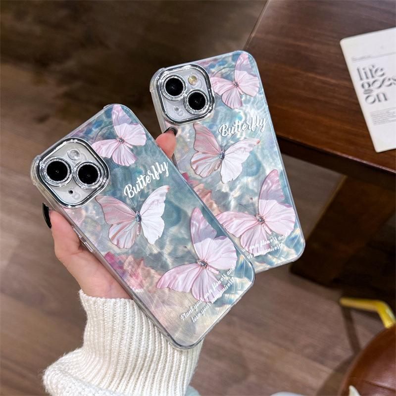 

Ins Feather Cloth Ink Painting Butterfly Підходить для IPhone 16 New 16 ProMax Phone Case 12 14P Women 15 Apple 14 безодня
