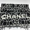 Chanel Camellia CC Mark Large Format Muffler Scarf Cashmere Black/White Unused