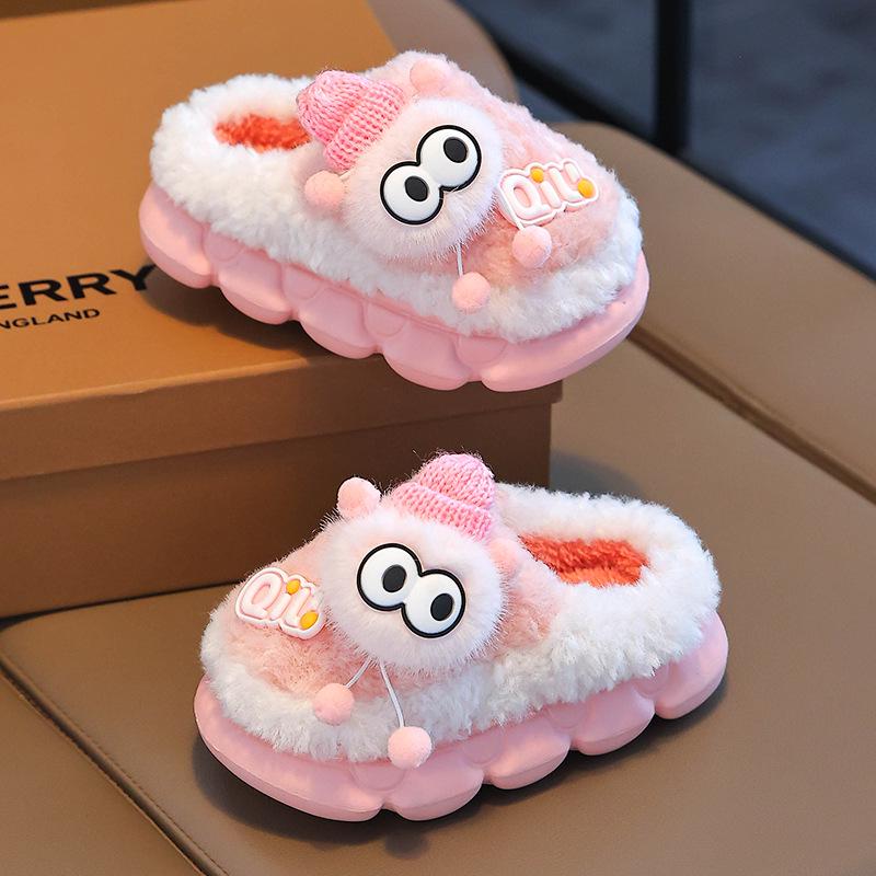 Papuci calzi de pluș din bumbac pentru copii, băieți și fete, Pantofi de interior/exterior pentru toamnă-iarnă