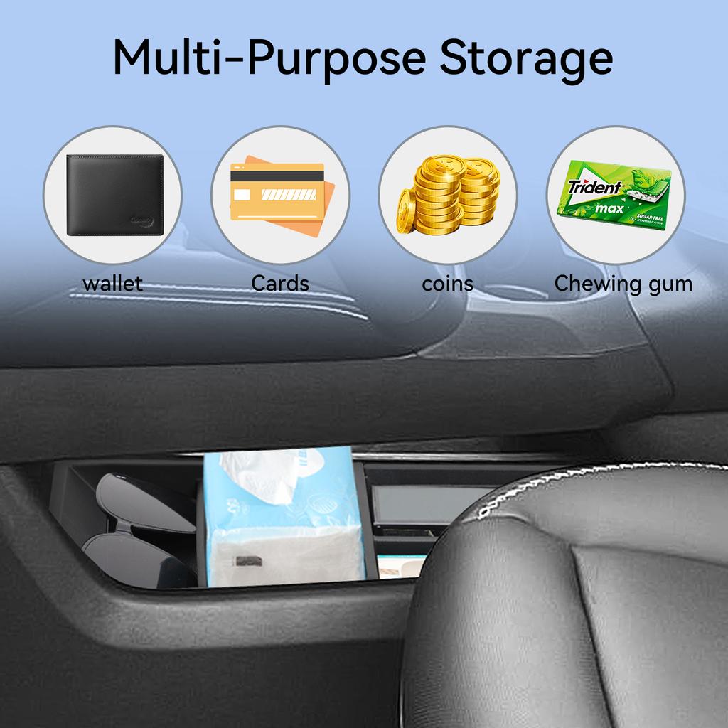 For GMC Terrain 2025 2026 Center Console Lower Storage Box Car Central Tray TPE Organizer Accessories Tidying Black