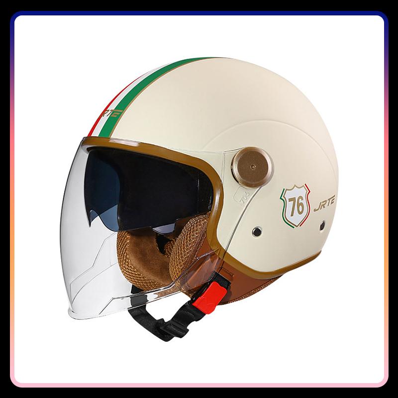 3/4 Open Face Helmet Daul Visor Retro Semi-open Helmets Men Women DOT ECE Double Lens Jet Helmets Motorcycle Accessories