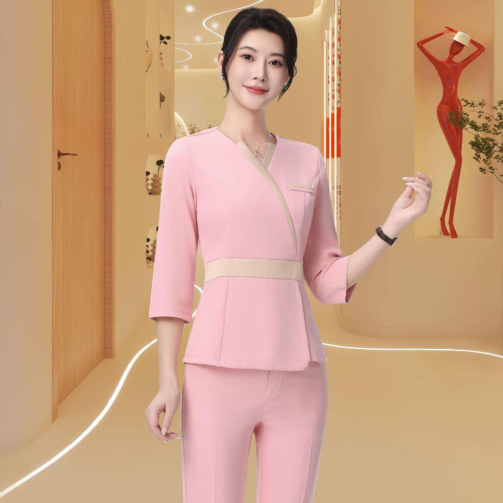Women's Spring/Summer High-End Beautician Work Uniform for Spa, Salon, and Postpartum Care