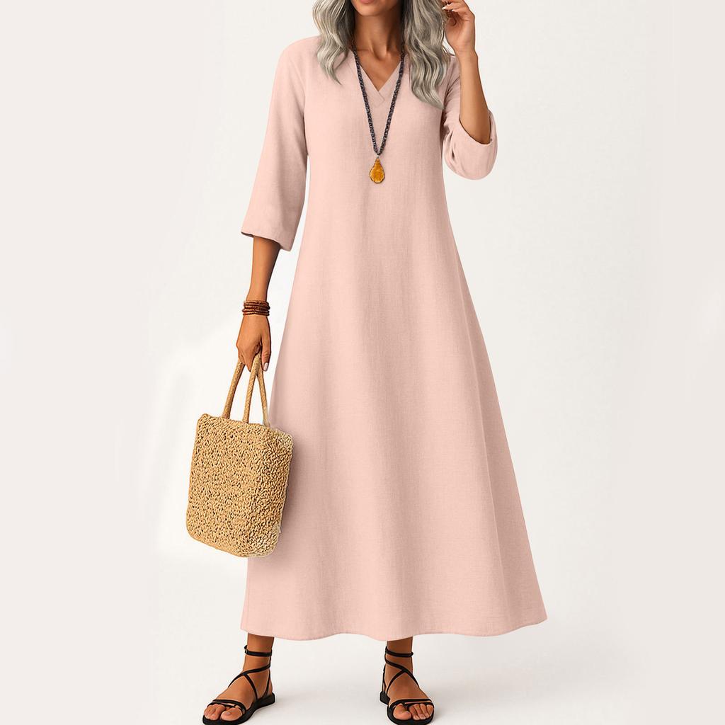 Long Sleeve Maxi Dresses for Women V Neck Casual Womens Dresses Loose Fit Summer Dresses for Women Sundresses for Women