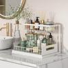 SIUSA Storage Sliding Kitchen Condiment and Small Item Easy White Under-Sink Rack, L-Shaped, 2-Tier, Storage, Under-Bathroom Storage, Organization,