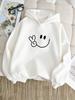 Children's Casual Hooded Sweatshirt - Fun and Cute Smiling Face and Logo Pattern Printed Boys'and Girls'street Turtleneck Hoodie