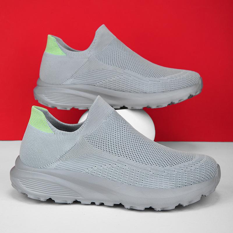 Wide Men's Shoes Fly-woven Sports Shoes Cover Feet One Pedal Casual Shoes Socks Shoes Breathable Wide Head Shoes Shoes