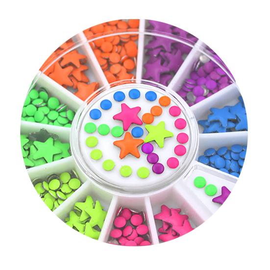 

Плоские типсы смешанных цветов в форме звезды и полукруга для DIY нейл-арта