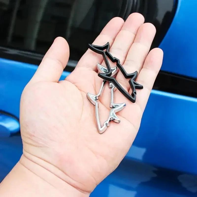 Pegatinas 3D de metal con diseño de tiburón hueco para coche, calcomanías creativas para ordenador, motocicletas y coches, accesorios de decoración para automóviles.