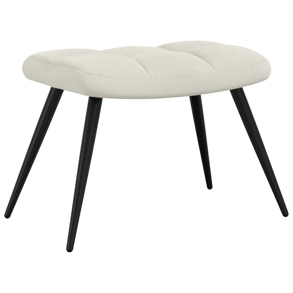 Relaxation Armchair with Footstool Cream White Velvet