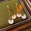 14k Vergoldete C-förmige Ohrringe für Damen Französisch Retro Fritillaria Quasten Hängeohrring High-End Mode Hochzeit Zirkon