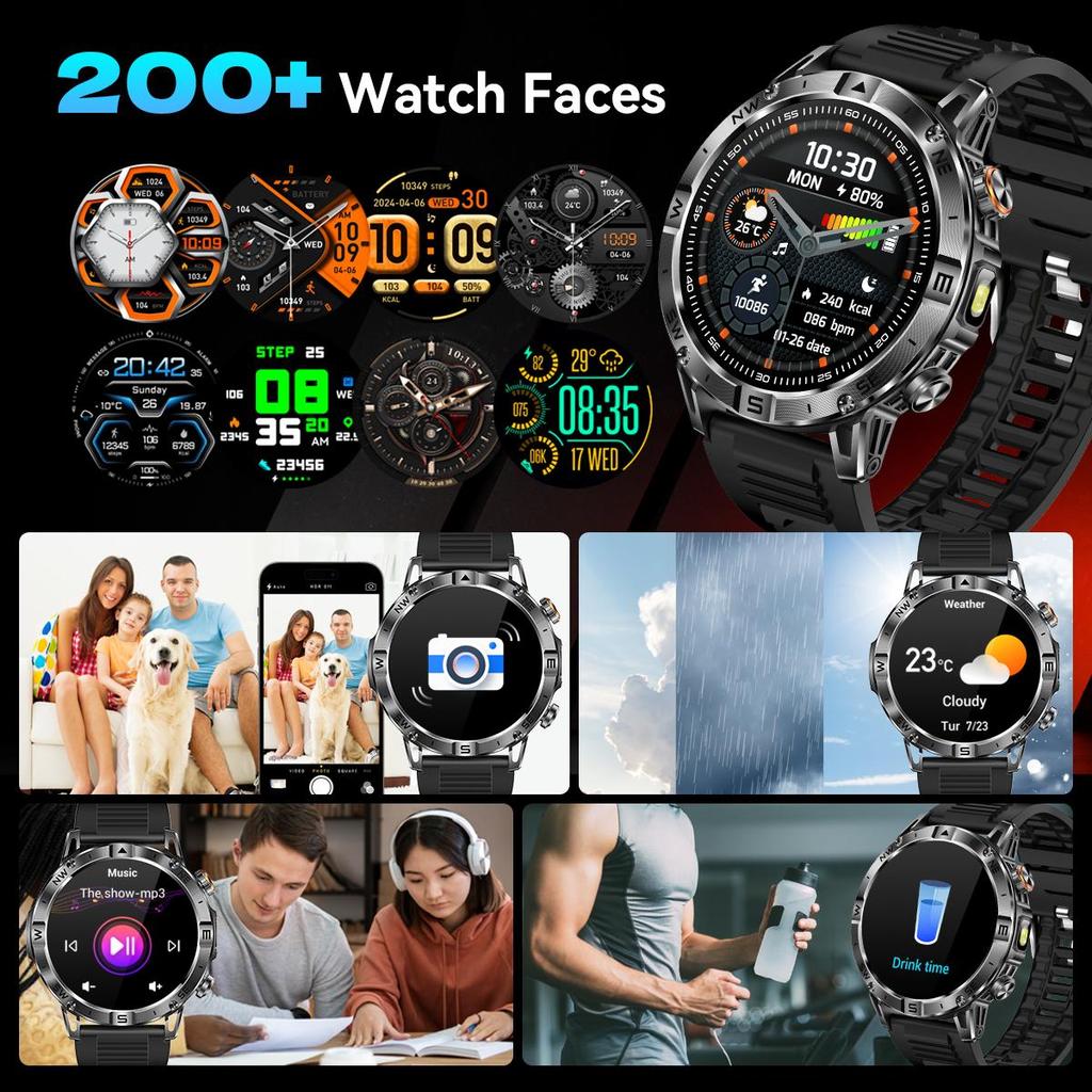 Smartwatch QTLLBT with 100+ Sports Modes, Answer/make Calls, Fitness Activity Tracker, Pedometer, Custom Watch Faces, Weather