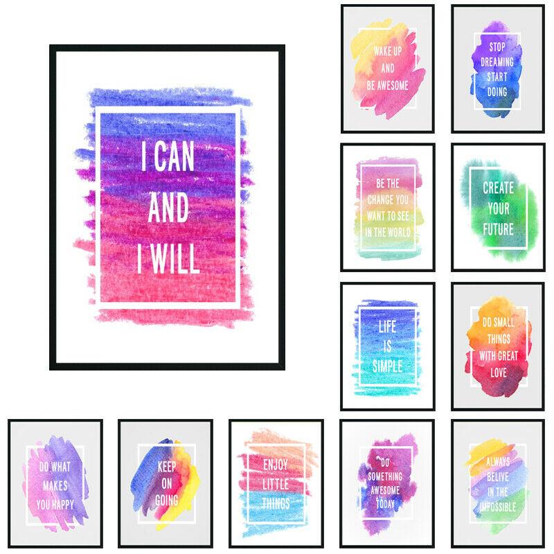 Watercolor Quotes Poster Psychedelic Gradient Spiritual Wall Art Canvas Painting Wall Pictures For Living Room Decor